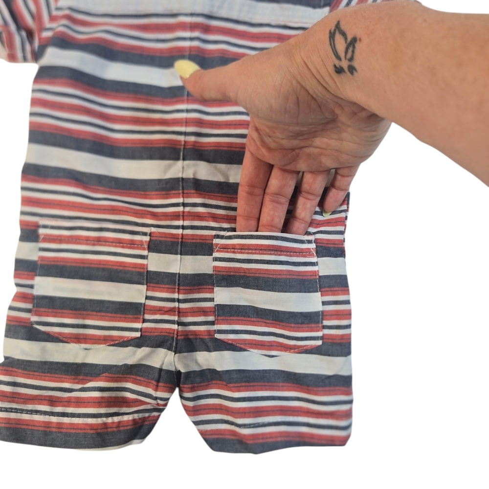DKNY Striped Short Sleeve Baby Romper 0-3mo - Picture 3 of 6